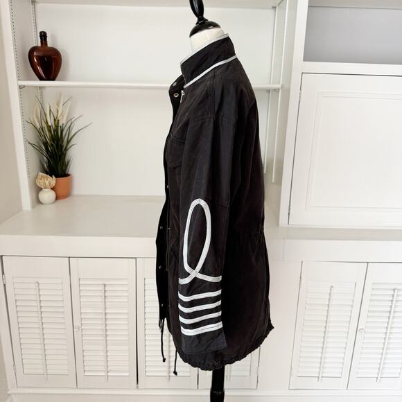 Michael Kors Embellished Washed Canvas Military Parka Black Size XS - Picture 4 of 9